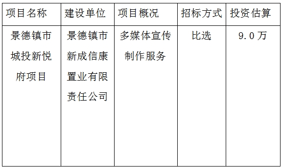 宣傳廣告、攝制招投標